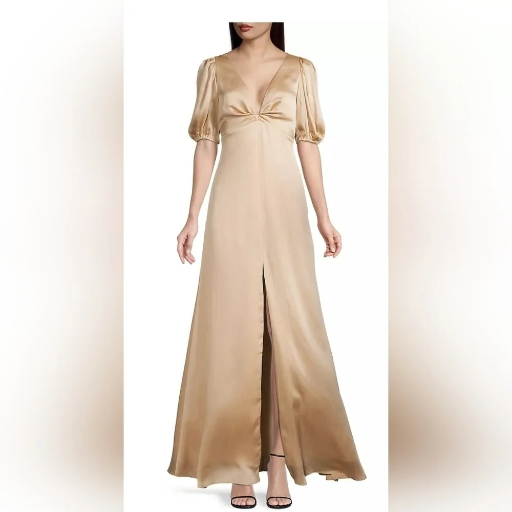 Sachin & Babi Alli Puff-Sleeve Satin Gown